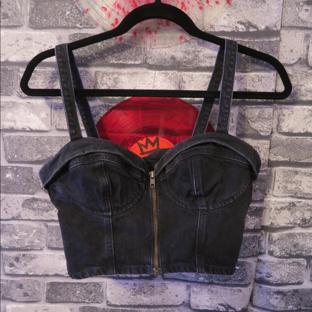 Guess Jeans Zipper Crop Corset Top